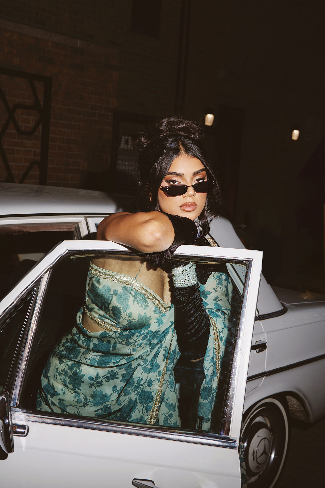91 Out of The Blue Sari in Mercedes Car